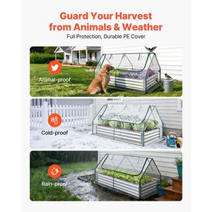 Kit Orto Rialzato Rettangolare 6x3x1 piedi in Metallo Zincato con Copertura in PE per Serra da Giardino Esterna - Product Image 3