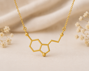 Collar con Colgante de Molécula de Serotonina Dorada, Plata de Ley 925, Joyería Inspirada en la Química para Mujer, Regalo para Fiesta - Product Image 6