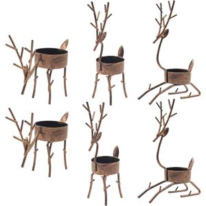 Set di 6 Portacandele a Forma di Renna in Ferro, Centrotavola Decorativo Natalizio per Feste e Cene - Product Image 2
