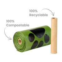 Vente en gros de sacs à crottes de chien biodégradables avec logo personnalisé amidon de maïs compostable déchets d'animaux de compagnie en plastique écologique étanche personnalisé