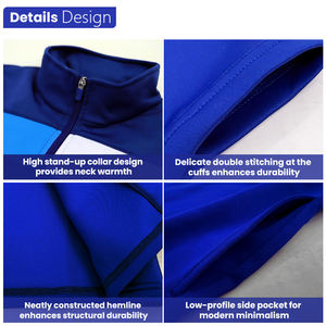 Chaqueta deportiva de rendimiento de estilo informal Bloque de color con tela elástica transpirable y cierre de cremallera - Product Image 3