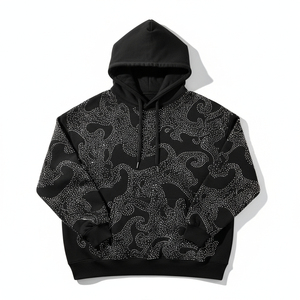 Sudadera con Capucha para Hombre, Diseño de Cristales de Imitación, Tejido Grueso, Corte Regular, 100% Algodón, Secado Rápido, Transpirable y Ecológica - Product Image 1