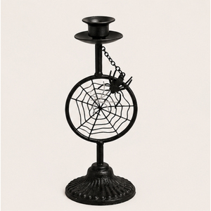 Wholesale Halloween Decor Spider Web Black Speckled Metal Taper <b>Candle</b> Holder Spooky <b>Gothic</b> Candelabra for Haunted House - Product Image 1