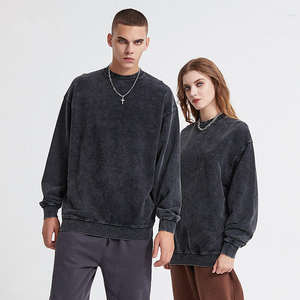 Sudadera con Lavado Ácido Personalizado, Fabricante OEM, Sudadera Vintage con Cuello Redondo para Marcas de Ropa y Pedidos al por Mayor - Product Image 1