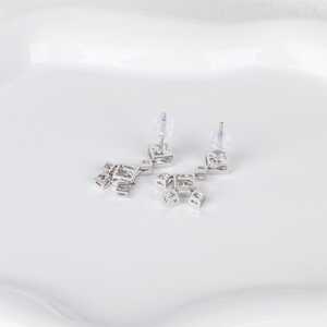 Moissanite Princess Cut <b>Dangle</b> Drop <b>Earrings</b> with Modern Square 925 <b>Silver</b> Fine Romantic Jewelry for Women's Engagement Gift - Product Image 5