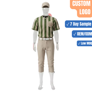 Ensemble de pantalon et maillot de baseball personnalisé à rayures fines, uniforme vintage sublimé, vente en gros - Product Image 1