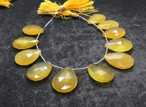 ลูกปัดแคลเซโดนีสีเหลืองธรรมชาติทรงลูกแพร์เจียระไนขนาด 16x22 ถึง 18x25 มม. ลูกปัดแคลเซโดนีทรงลูกแพร์เจียระไนสำหรับทำเครื่องประดับ - Product Image 6