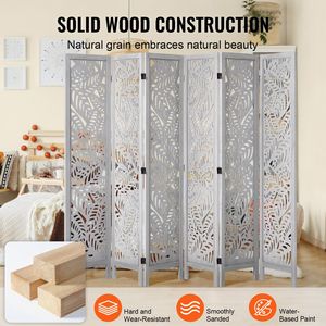 6-<b>Panel</b> 66.9 Inches Tall Portable Wood Room Divider Indoor Carved Privacy <b>Screen</b> Folding Partition Elegant Portable Decoration - Product Image 4