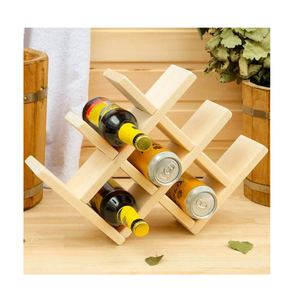 Wood Wine Bottle Rack Modern Minimalist Design Countertop <b>Storage</b> Wall Wood Wine Display Rack - Product Image 1