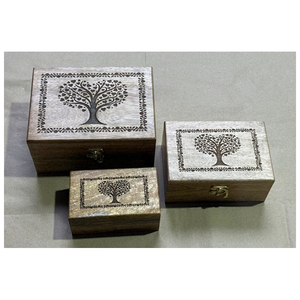 Worldwide Selling Top Notch Quality Eco-friendly Rectangle Shape Brown Color Engraved Mango <b>Wood</b> <b>Box</b> for Home and Kitchen Use - Product Image 1