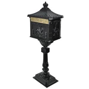 Black Coated Vintage Mailbox With Pillar Stand Weatherproof Heavy Duty Garden Post <b>Box</b> For Farmhouse Garden Outdoor Home Items - Product Image 2