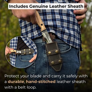 Bushcraft <b>Knife</b>, Hand Forged 52100 Carbon Steel, Survival Tool, Wood <b>Carving</b> <b>Knife</b> with Leather Sheath | Perfect gift - Product Image 6