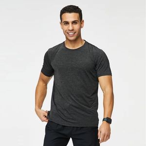 T-shirt de sport pour homme, gris anthracite chiné, manches raglan, coupe athlétique, manches courtes, idéal pour la gym et l'entraînement - Product Image 1