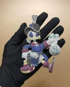 Colgante Personalizable de Dibujos Animados para Hombre, Totalmente Cubierto de Piedras, Personaje de Dibujos Animados, Estilo Hip Hop, Lujo, Moissanita, Bañado en Rodio, Colgante de Plata 925 para Rapper - Product Image 5