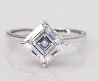 Bague de mariage solitaire élégante en diamant blanc taille Asscher, en argent sterling, bijou minimaliste pour femme, accessoire de mode quotidien