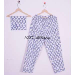 Ensemble de pyjama pour femmes en coton 100% doux et romantique de style bohème, 2 pièces, haut et bas - Product Image 2