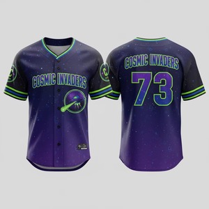 Camiseta de Béisbol con Tema de Galaxia, Manga Corta, Botones Delanteros, Uniforme Deportivo para Hombre, Ropa Deportiva de Secado Rápido para el Día del Partido - Product Image 1