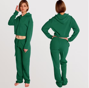 Activewear Set Custom Designer Woman Crop <b>Top</b> Sweatpants Oversized <b>Sweat</b> Suits Streetwear Tracksuit Cotton Manufacturers - Product Image 2