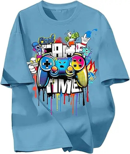 เสื้อยืดผู้ชายทรงหลวมสไตล์ลำลองสีดำ พิมพ์ลายการ์ตูน แขนสั้น คอกลม ผ้าคอตตอนเจอร์ซีย์ ทรงพอดีตัว - Product Image 6