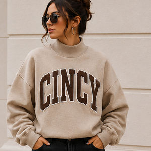 Sweat-shirt personnalisé à col montant avec imprimé lettres Ohio Cincy pour femme, coupe oversize, en mélange de coton, style universitaire automne - Product Image 1