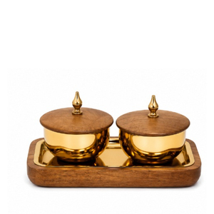 Wholesale Tabletop Hotel Serveware Stainless Steel Date <b>Bowl</b> <b>With</b> <b>Lid</b> Custom Logo Metal Date Pot <b>With</b> Decorative Wooden Stand - Product Image 6