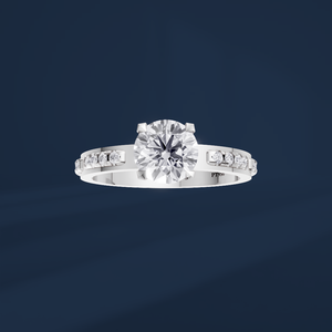 Bague de fiançailles classique pour femme avec diamant rond taille brillant de 1 carat en platine PT950 - Product Image 2