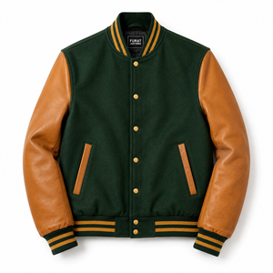 แจ็คเก็ตวาร์ซิตี้สีเขียวทองแบบสั่งทำพิเศษ แจ็คเก็ตหนัง Letterman สำหรับวิทยาลัย ของขวัญ เสื้อเบสบอล Letterman แบบยูนิเซ็กซ์ - Product Image 2
