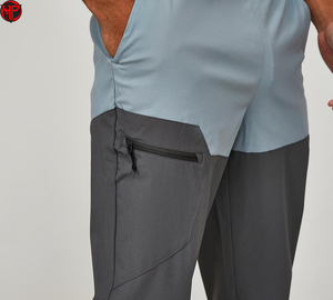 Color Block Running Trousers Men Quick Dry Breathable Drawstring Jogger <b>Pants</b> for Training Gym Outdoor Wear - Product Image 5