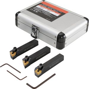 Utensili da taglio per tornio CNC per metalli pesanti da 5/8 pollici, set da 3 pezzi con inserti indicizzabili in carburo rivestiti in stagno e supporto con cuscinetti integrati - Product Image 1