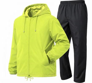 Ensemble de survêtement coupe-vent à capuche pour hommes, veste à fermeture éclair de couleur unie, pantalon long, léger, vêtements de sport décontractés, vêtements de sport d'automne - Product Image 5