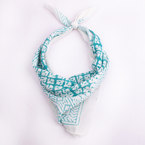 Cotton <b>Square</b> Bandana Geometric Pattern Blue White Casual Summer <b>Scarf</b> Breathable Lightweight Wrap - Product Image 3
