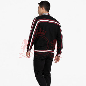 Chaqueta Letterman Negra y Roja de Primera Calidad, Diseño de Rayas en Contraste, Tela Suave, Estilo Casual - Product Image 3