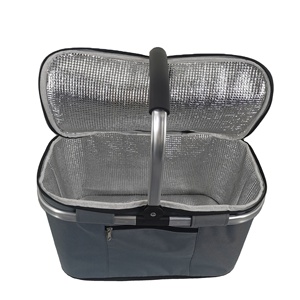 Panier de pique-nique et de courses en polyester gris avec poignée, panier isotherme suspendu écologique avec une capacité de charge de 10 kg - Product Image 2