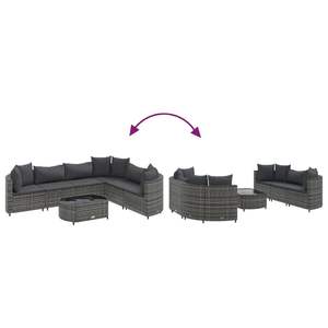 Juego de 6 Sofás de Patio de Ratán PE Gris con Patas Ajustables Grandes para Jardín - Product Image 6