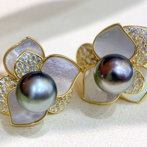 Pendientes de Perlas Naturales de Agua Dulce de 13-14 mm, Venta Directa de Fábrica, Superficie Ligeramente Imperfecta, Plata Gruesa y Limpia - Product Image 2