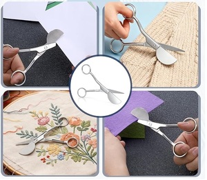 Tijeras de bordado con mango curvado, aprobadas por ISO, grandes, de doble curvatura, con funda, para bordar telas, tipo pico de pato. - Product Image 4