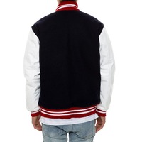 Veste universitaire pour homme de haute qualité, coupe ajustée, veste universitaire style Letterman, corps en laine, manches en cuir véritable, respirante, col montant