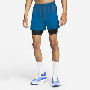 OEM Men's Fitness Training 2-in-1 Sports Shorts with Double-<b>Layer</b> Pockets Elastic Waist Anti-Wrinkle 100% Polyester - Product Image 1