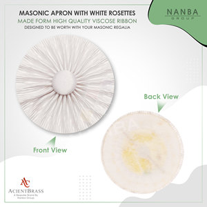 White <b>Ribbon</b> Rosette Features Pleated Fabric Radiating Central Fabric-Covered Button - Product Image 2