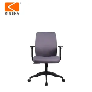 Chaise de bureau ergonomique en tissu avec dossier solide, pivotante, avec accoudoirs réglables, structure en métal, design contemporain - Product Image 6