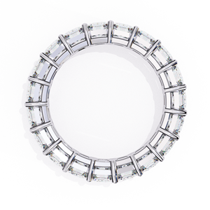 Anillo de Eternidad con Moissanita Corte Esmeralda de 4.5x3.25mm, Color D, VVS1, 19 Piedras, Anillo de Boda de Eternidad Completa, Oro Sólido de 18K - Product Image 4