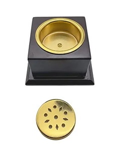 Boîte à encens en bois noir de luxe, porte-bakhoor arabe, mabkhara avec tiroir de rangement, loquet doré, décoration d'intérieur, ensemble mubkhar - Product Image 4