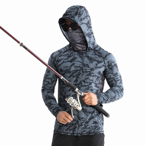 Custom Blank Performance Fishing Apparel Men Quick Dry Sun Hoodie Built in Gaiter <b>Thumbhole</b> Sublimation Angler Wear Supply - Product Image 4