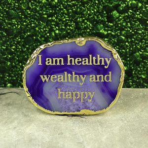 Crystal Stone <b>Agate</b> I Am Healthy Symbol Slice <b>Coaster</b> for Home Decor Office Desk Car Dashboard Decoration - Product Image 5