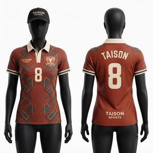 Maillot de rugby pour femme en polyester haute qualité 180 GSM, anti-humidité, beige et gris, design à panneaux, logo personnalisé par sublimation - Product Image 6