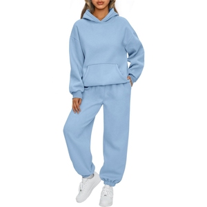 Ensemble de survêtement décontracté pour femme, 2 pièces, haut zippé et pantalon à taille élastique, coupe-vent, haute qualité - Product Image 1