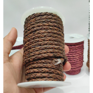 Bulk Roll 12 Ply Round Genuine Cowhide Braided Leather <b>String</b> Raw Material - Product Image 1