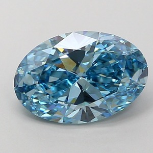 Diamant ovale brillant de 2,00 carats, bleu vif fantaisie, cultivé en laboratoire, clarté VS1, polissage excellent, pierre précieuse CVD de qualité supérieure, bijoux fins - Product Image 1