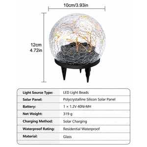 โคมไฟสวนทรงกลมแก้วลายแตกแบบโซลาร์ - Product Image 3