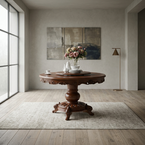 Tavolo da Pranzo Rotondo di Lusso con <span class=keywords><strong>Lazy</strong></span> <span class=keywords><strong>Susan</strong></span>, per Hotel e Ristoranti, in Legno Massello e Marmo, Arredamento su Misura OEM - Product Image 1
